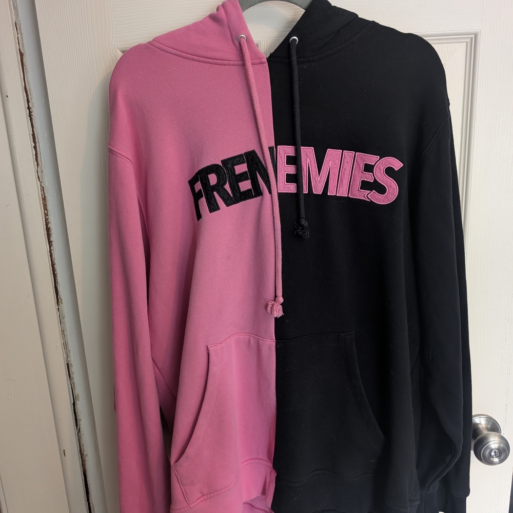 FRENEMIES pink and Black Hoodie - Teddy Fresh Size XL